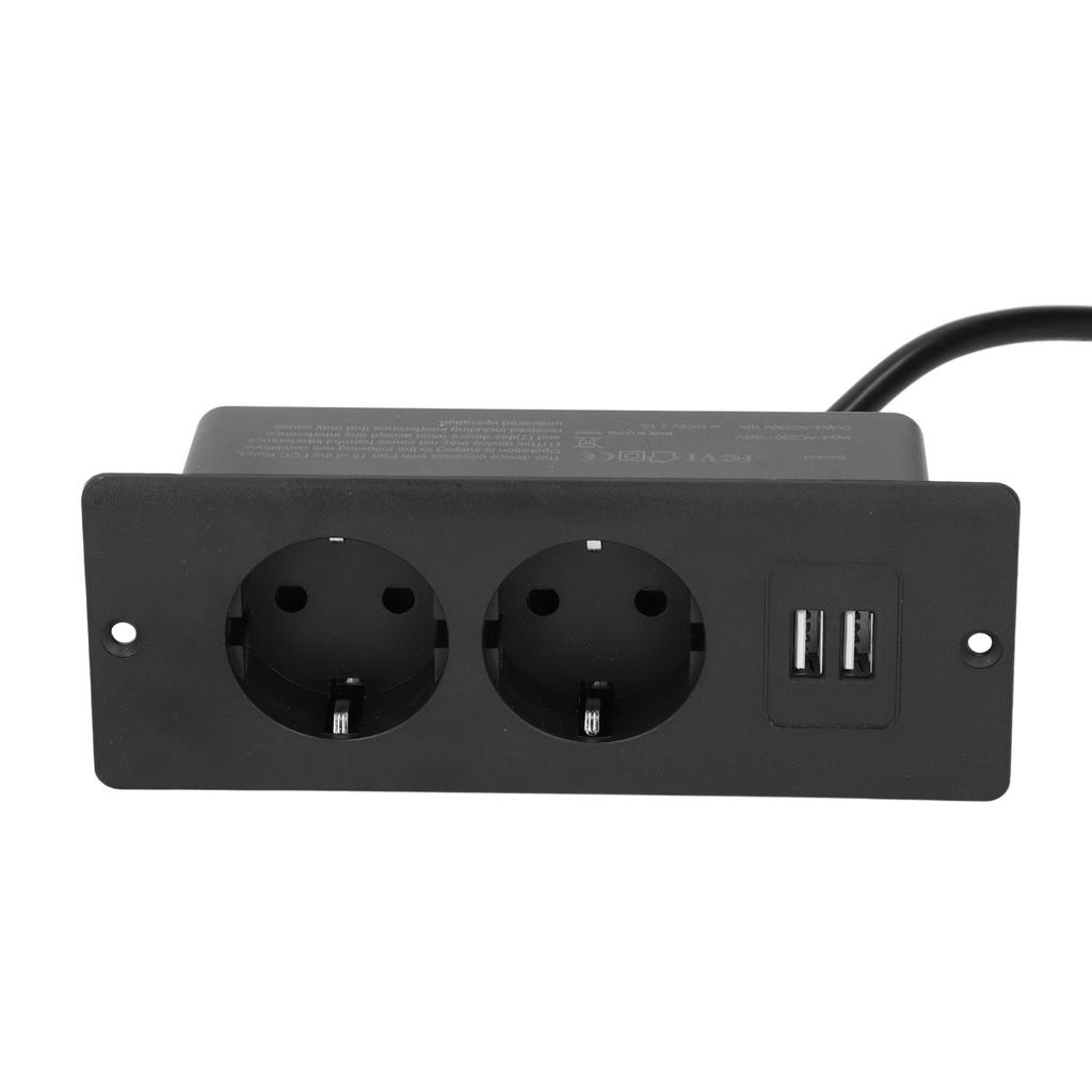 Embedded Power Outlet 2 USB 2  10A Ports Recessed Desk Socket In Desk Power Hub with 1.5m Cable