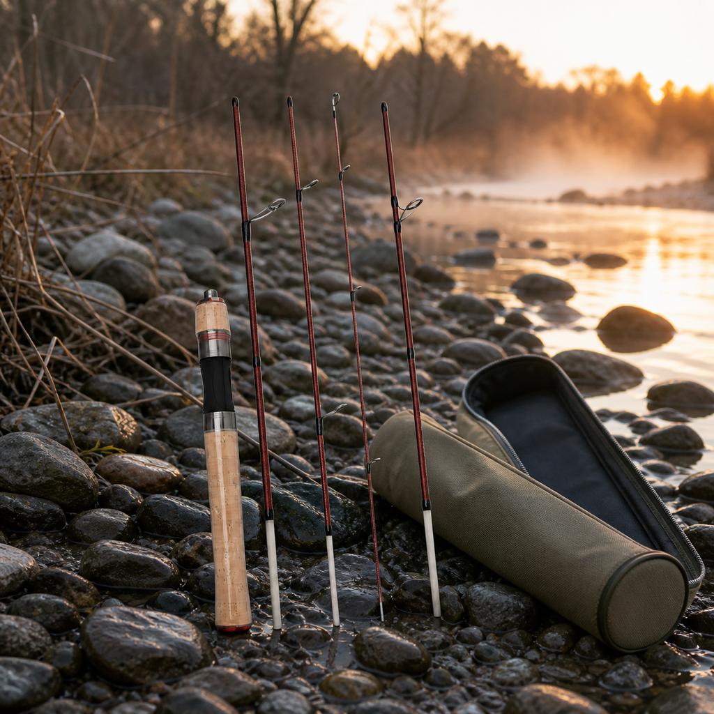 Fishing Rod for Lures, 4 Section Composite Travel Stream Anglers