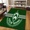 Custom Name Werder Bremen Flannel Pattern Square Carpet,Area Rug,Carpet Rug for Living Room Bedroom Sofa Playroom Decor,Non-slip Floor Mat