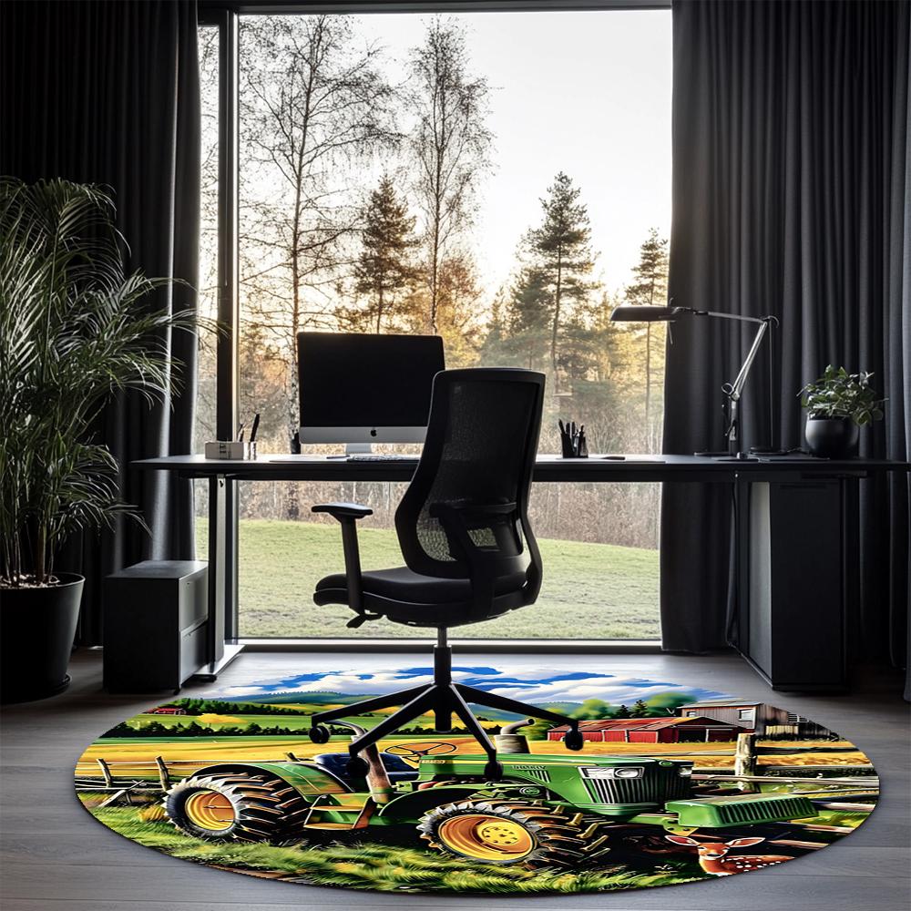 Truck Printed Round Rug Carpet Chair Rug Area Rug Entryway Doormats,for Office Chair Living Room Bedroom Kitchen Room.