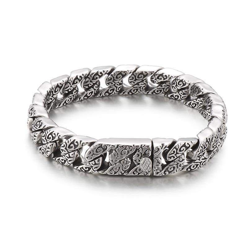 

Fongten 22cm Cuban Chain Bracelet for Men Stainless Steel Totem Heavy Wristband Male Charm Bracelets Bangle Silver Color Jewelry 12MM&21CM
