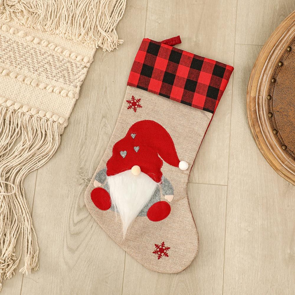 Christmas Stockings with Santa Claus Gnome Decoration Xmas Stockings Gift Bag for Xmas Tree Family Christmas Ornaments