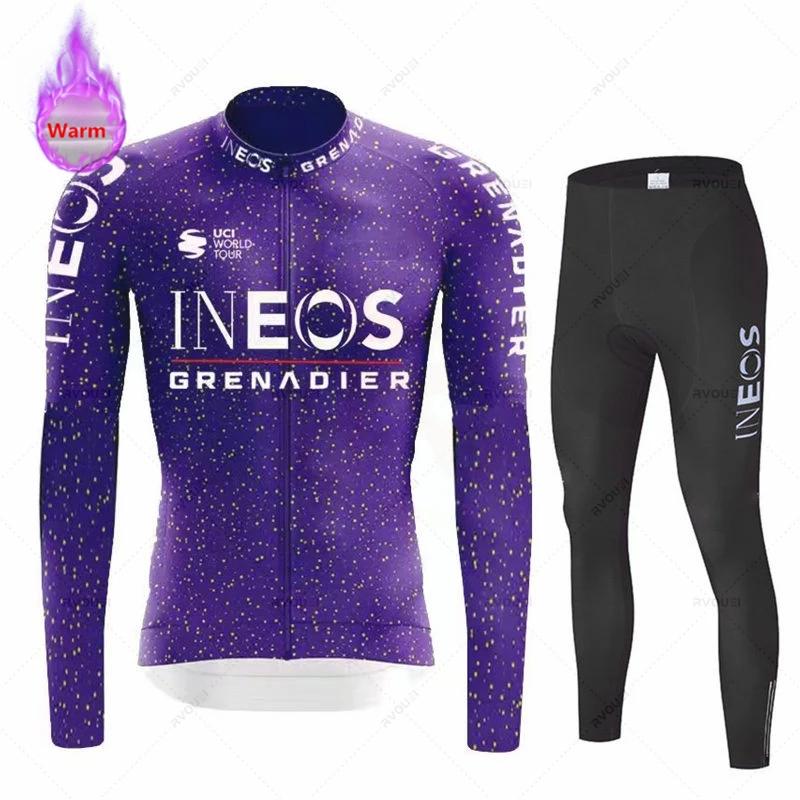 Conjunto de Maillot de Ciclismo de Manga Larga de Forro Polar de Invierno Equipo Granadero Ropa para Bicicleta de Montaña Ropa Ciclismo Traje de Bicicleta de Carreras