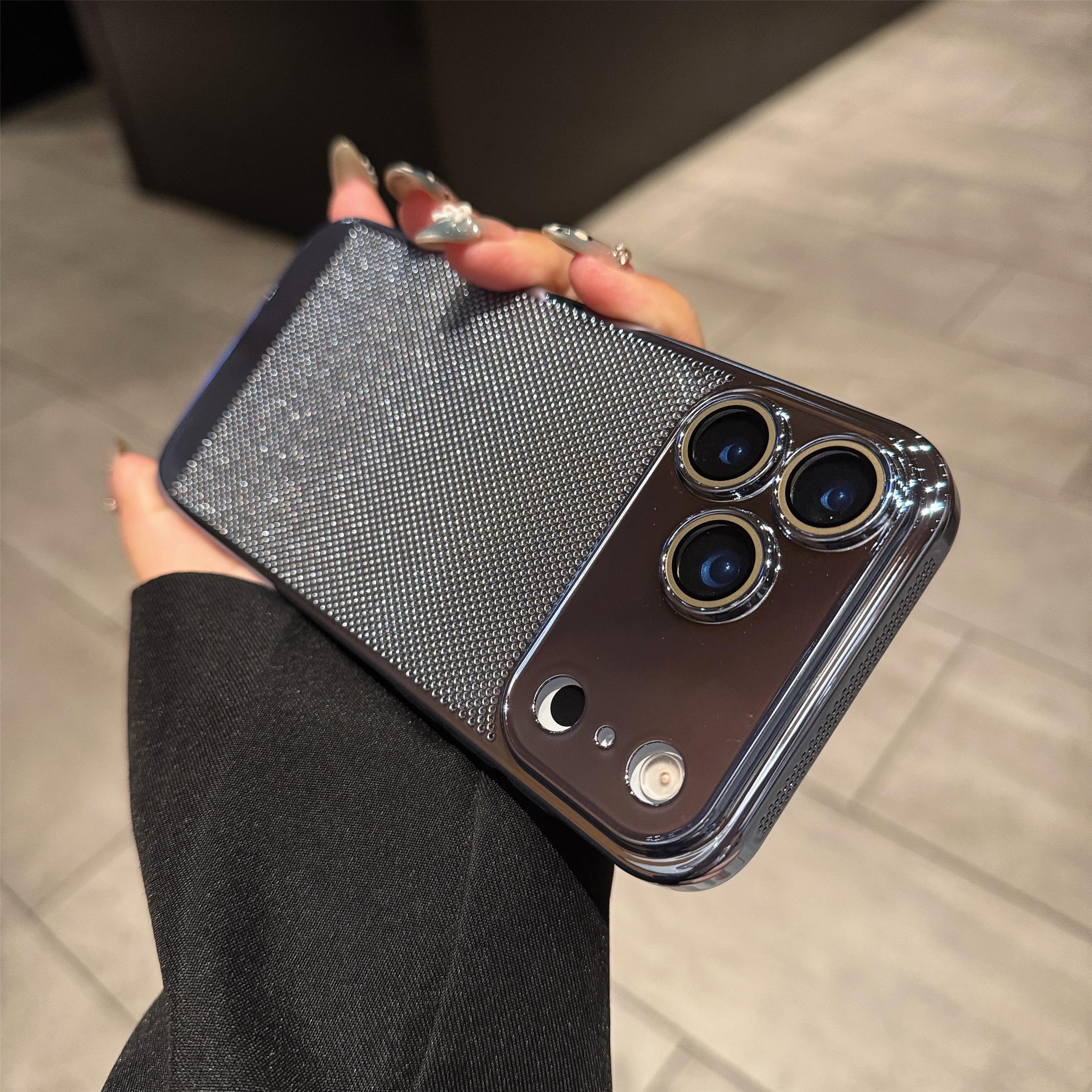 

Plating Mesh Hole Heat Dissipation Soft Case for iPhone 17 Air 16 15 14 Plus 13 12 11 Pro Max Shockproof Silicone Cover For iPhone 11 Pro