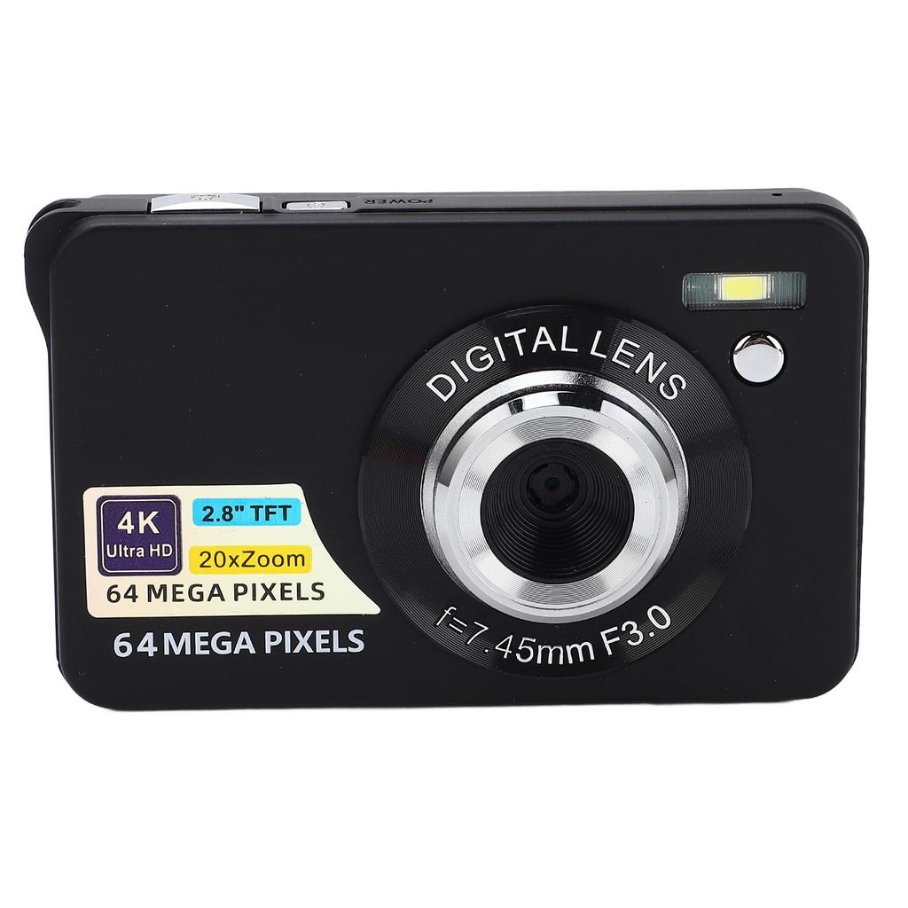 2.8in 4K 64MP HD Digital Camera 20X Zoom Auto  Portable   Camera for Girls Boys Teenagers