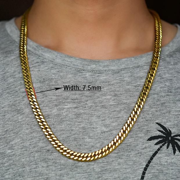 Basic Mens Stainless Steel Necklace Gold and Copper Color Chunky Link Cuban Curb Chain for Punk Hiphop Boy Choker Metal Jewelry