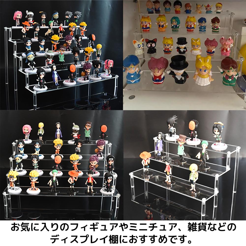 STYLE eight Figure Display Tiered Clear Acrylic Collection Stand (5 Tiers, 40cm Wide)