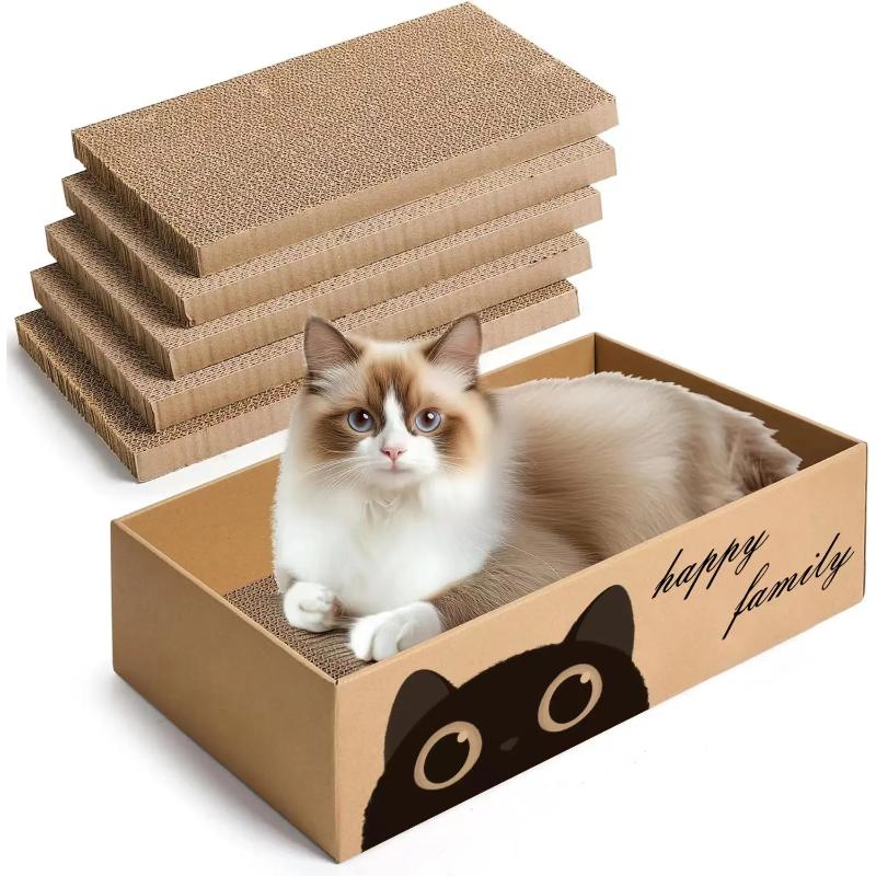 Durable Cardboard Cat Scratching Pad with Cat Bed Combo Non-Shedding All-Season Pet Bed Toy for Cats, Essential Pet Supplies