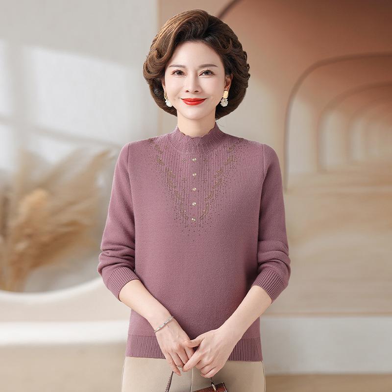 2024 Winter Fleece One-Piece Base Layer: Warm Fashion Sweater for Middle-Aged and Elderly Women