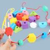 Learning Plugging Block Toy Shape & Color Sorting Game Wooden Beading Toy Stacking Puzzle Interactive Toddler Fun Gift