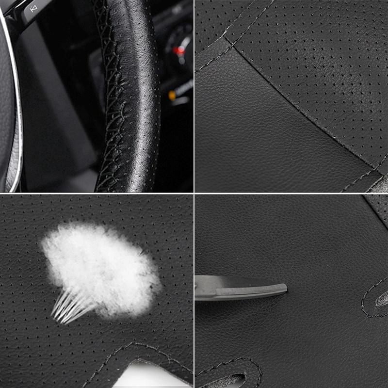 For VW Golf 5 Jetta MK5 Passat B6 Tiguan 2007-2010 Car Accessories Black Perforated-Microfiber Leather Steering Wheel Cover Trim
