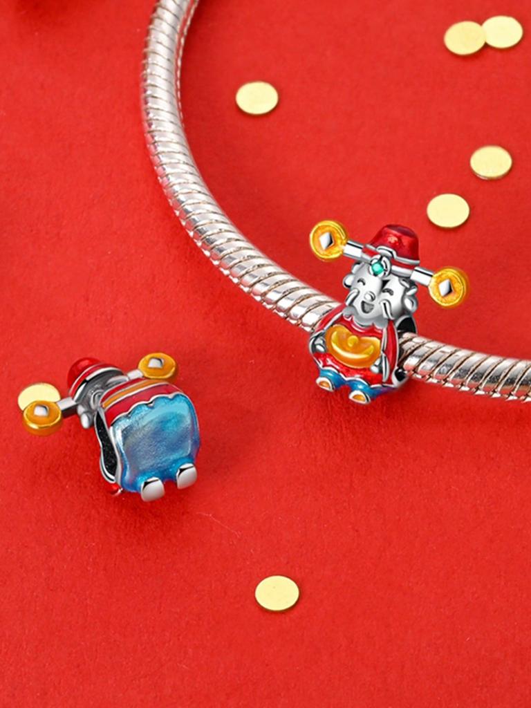Charms Plata God Of Wealth Lucky Bag Beads Charm Copper Plated Fit Copperoriginal Bracelet For Jewelry Making Diy Charm