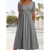 QICED Abiti casual con scollo a V a maniche corte stampa tinta unita primavera estate moda donna