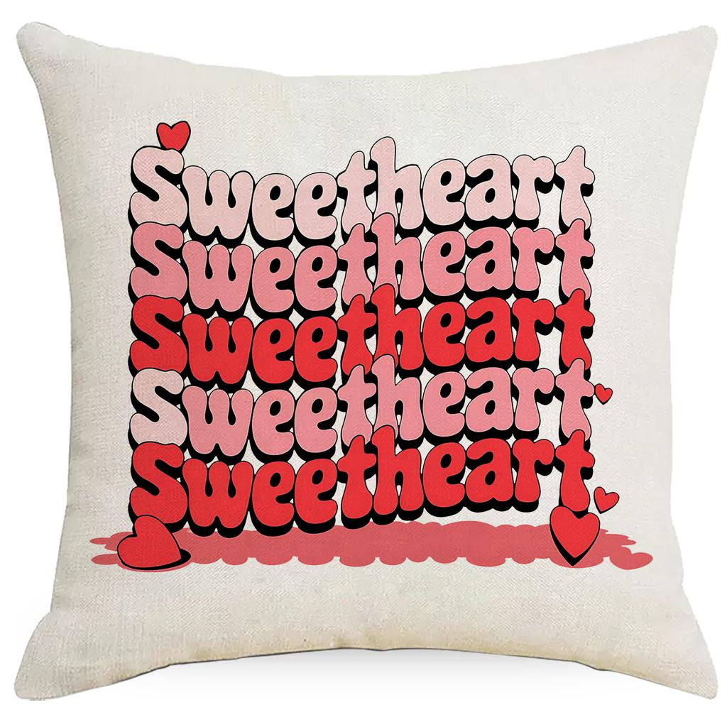 Red Love Letters Valentine's Day Pillowcase Linen Home Sofa Cushion Pillowcase