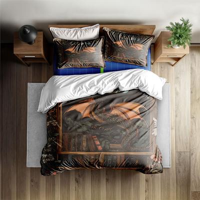 Gothic Antike Bücher Drache Fee Bettbezug Set King Queen Double Full Twin Einzelgröße Bettwäsche Set