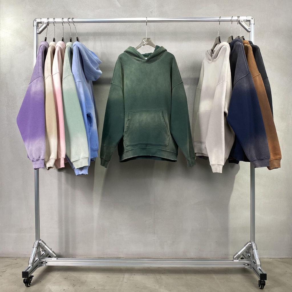 European & American High Street Distressed Fleece-Lined Hoodie for Men