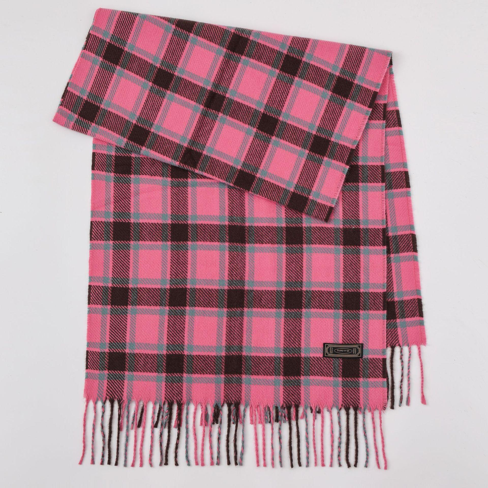Imitation Cashmere Scarf Versatile Checkered Scarf Women s Color Blocked Warm Tassel Scarf Checkered Scarf 62*180+10*2