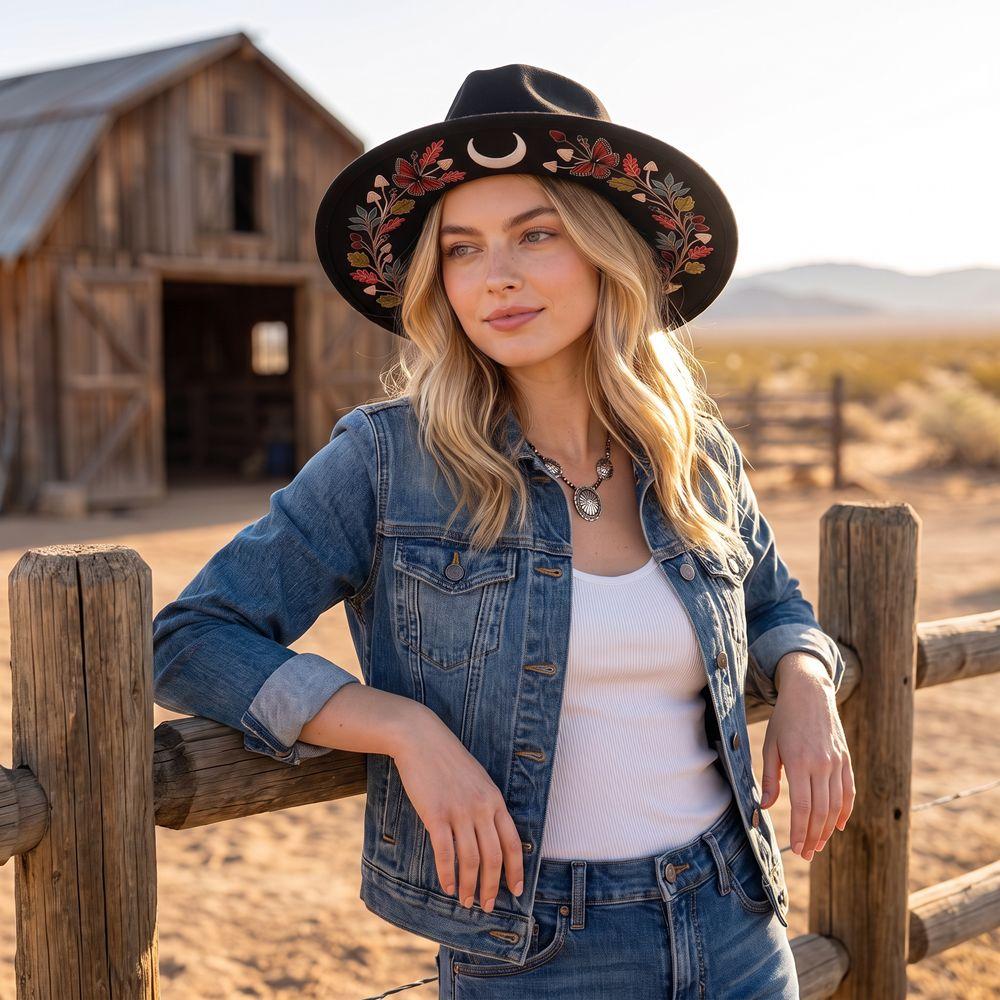 Dress Up Ethnic Style Fedora Hat Butterfly Western Cowboy Jazz Hat Top Hat Stage Performance