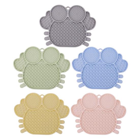 Silicone Dog Lick Mat with Suction Cup Anxiety Relief Crab Shape Pet Food Mat Anti-tip Slow Eating Bowl Peanut Butter Licking Mat Enrichment