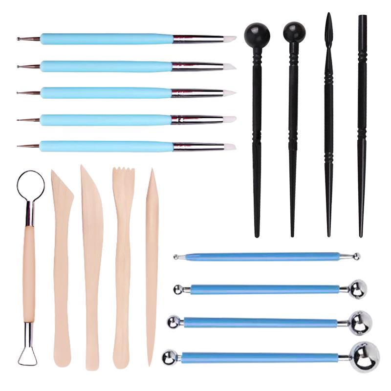 

18-Piece Polymer Clay Pottery Tool Set: Indentation, Silicone Pens, Carving Knives
