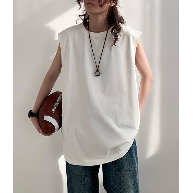 Summer New Kam Shoulder Basketball Sweatshirt Sports Tank Top Men's Sleeveless T-shirt Loose Trendy Large Solid