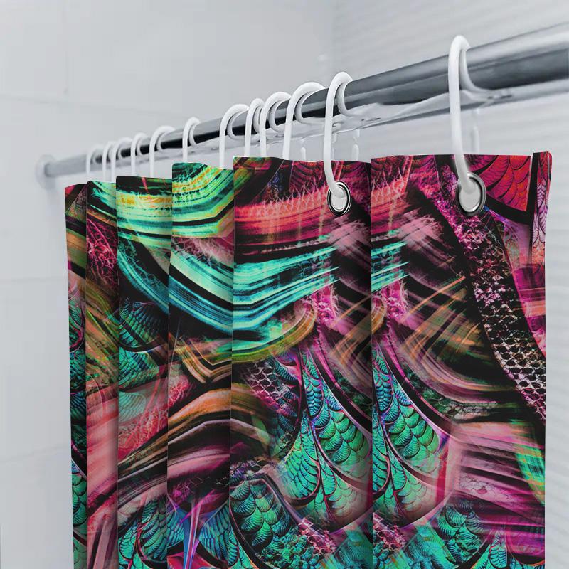 Cortină de cadă abstractă colorată, perfectă pentru o experiență ca la spa în decorul băii tale