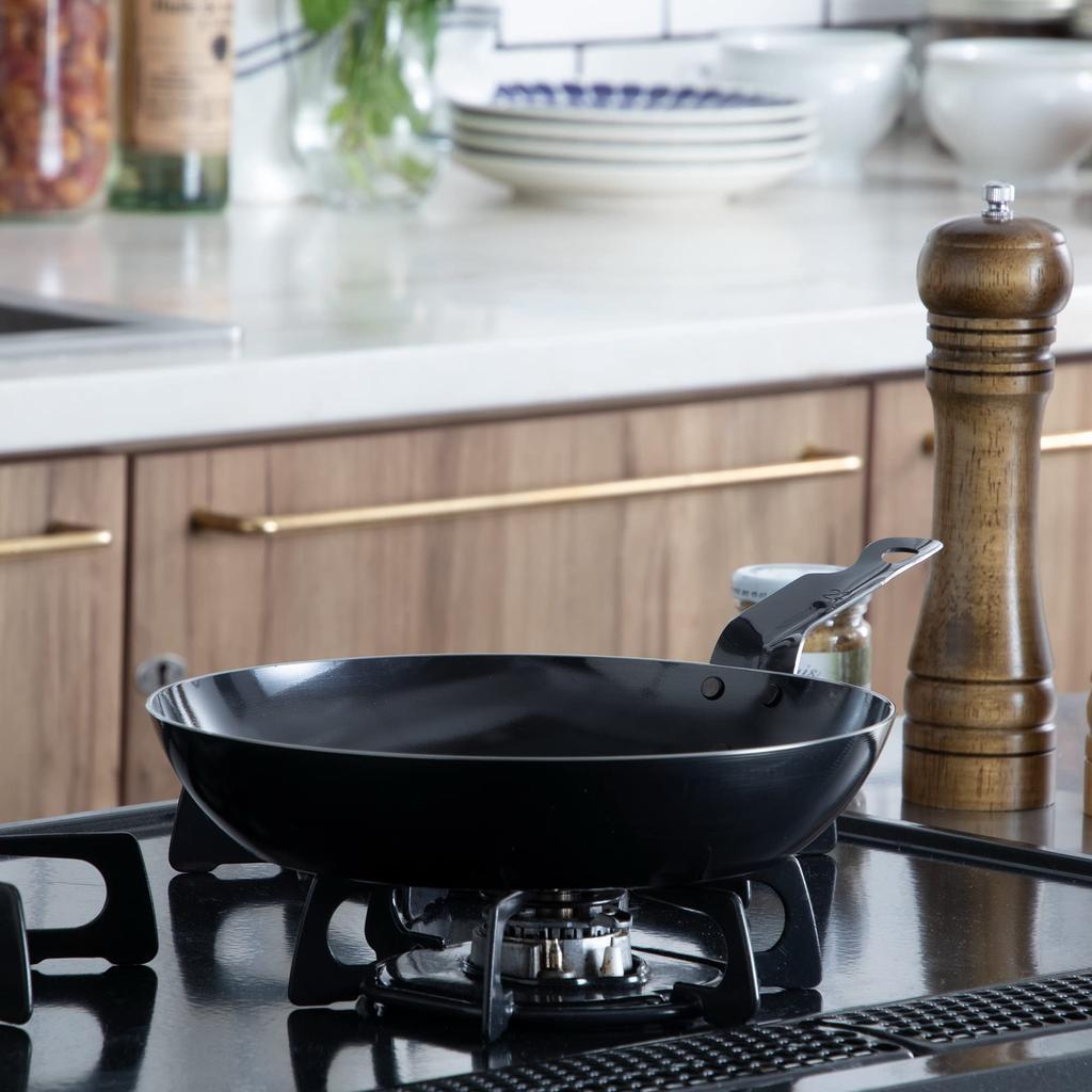 Endo Shoji Commercial-Grade Iron Black Skin Oven-Safe Thick Frying Pan, 40cm, Induction Compatible, Made In Japan, AHL94040