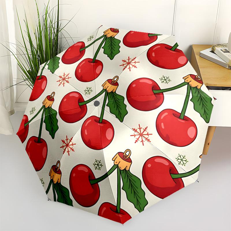 

1pc Cherry Ornament Pattern Automatic Folding Umbrella, 8-Rib Iron Frame, Casual Outdoor Accessory for Birthday Festival Gifts yy251128147