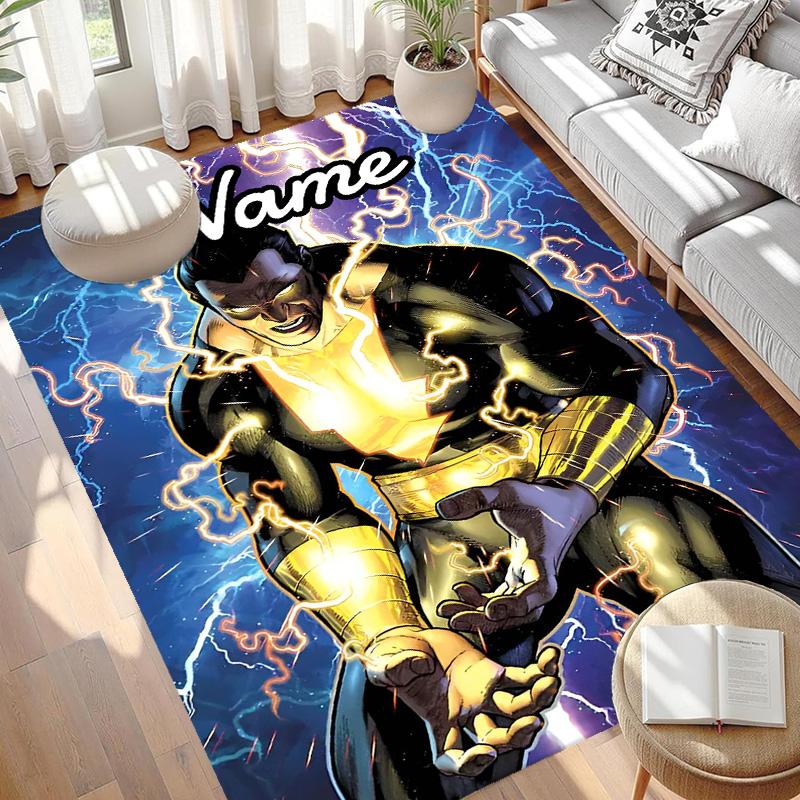 Custom Name Personalized Black Adam Print Carpet, Versatile Home Decor Rug, for Playroom, Apartment, Balcony, Entryway, Hallway Gift