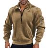 Men's Solid Color Corduroy Zipper Neck Long Sleeve Top Men's Casual Lapel Top