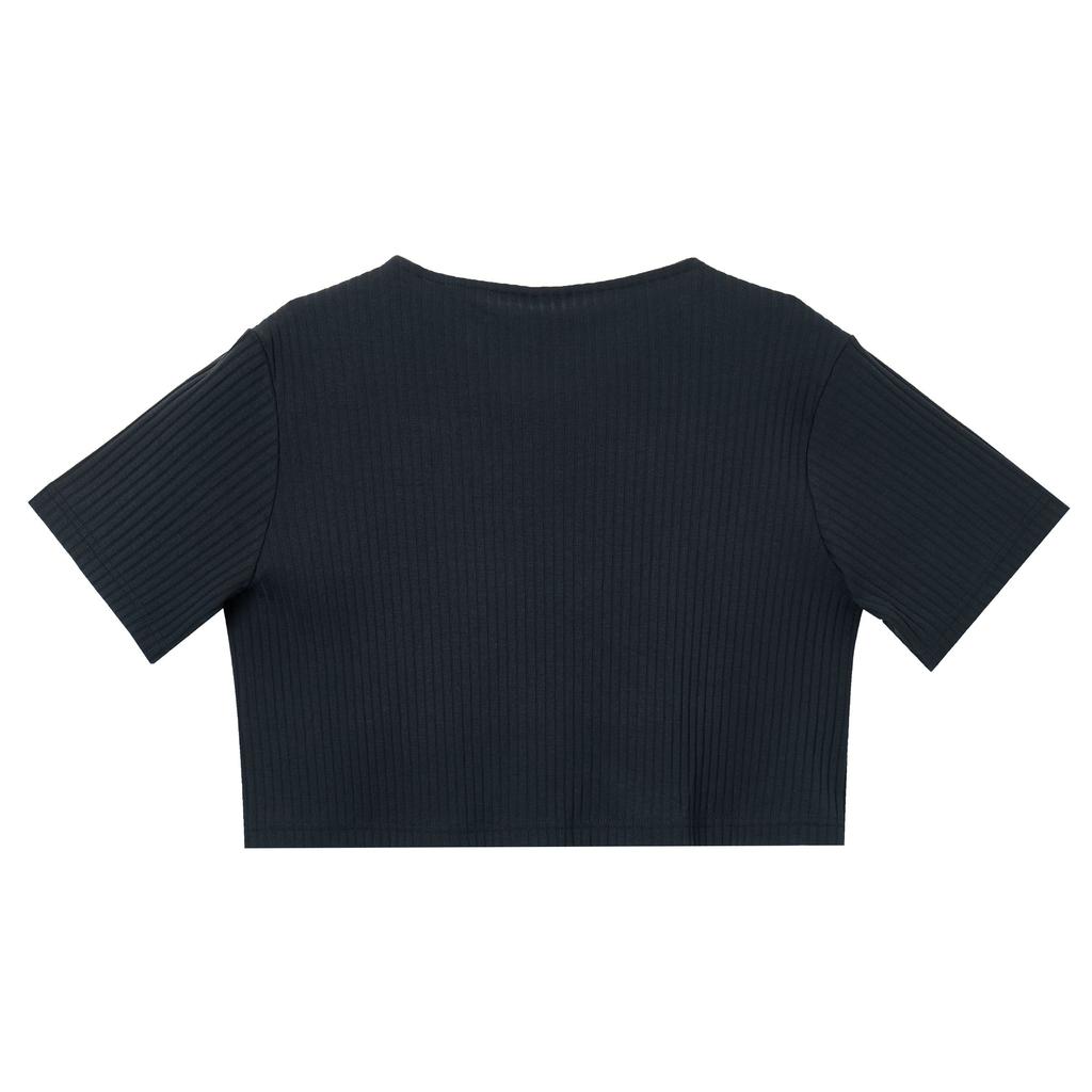 Nike Logo Print Cropped Round Neck Fitted Short Sleeve T-Shirt Women Tops Black DV7871-010