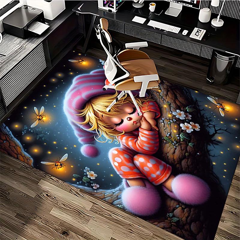 1pc Anime Cartoon Design Firefly Theme Chair Mat - Non-Slip Carpet for Office Use, Festive Gift, Suitable for Home Decor, Living Room, Bedroom, Game R