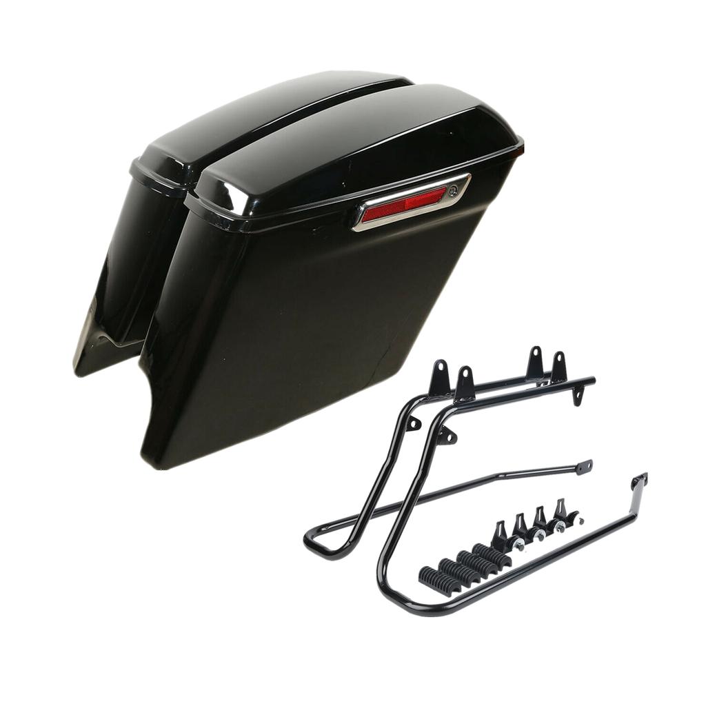 Motorcycle 5" Stretched Saddlebag Conversion Brackets For Harley Softail Fatboy 1984-2017