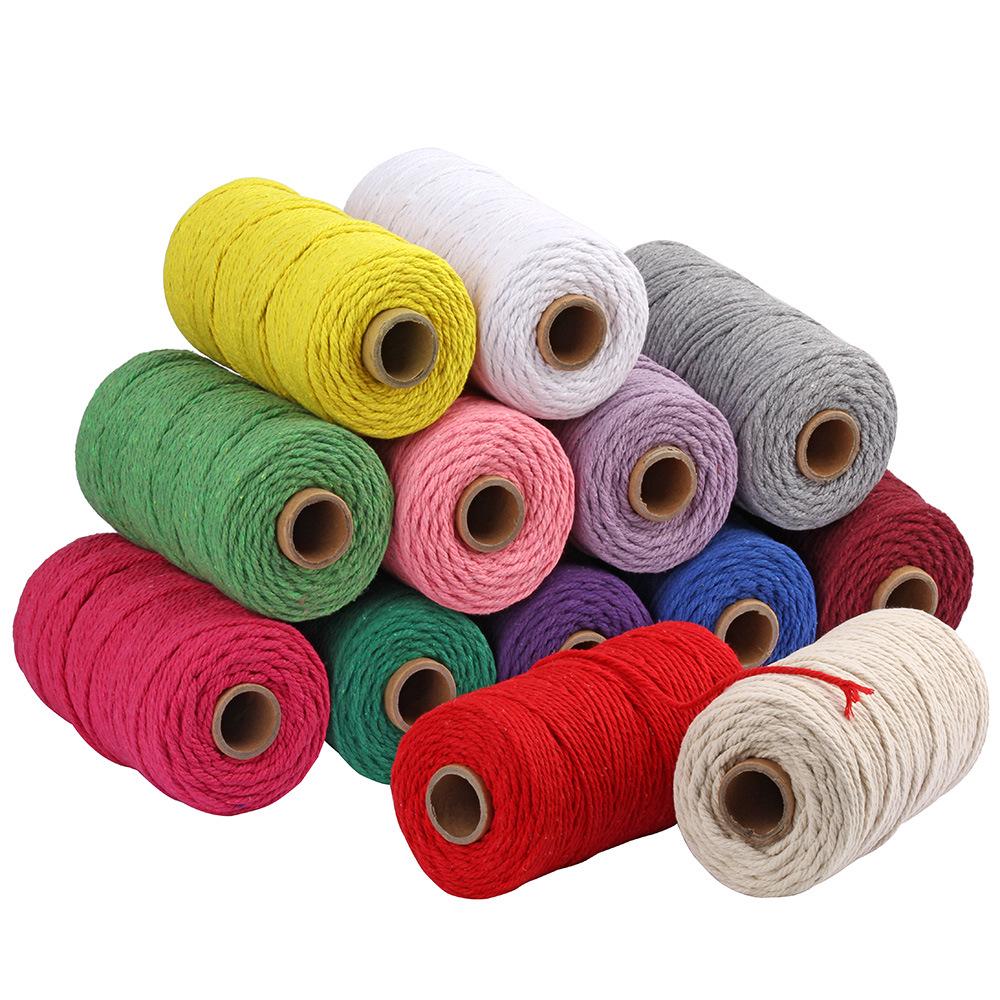 3mm Single-Color Cotton Rope for DIY Weaving - 2mm Thick Tapestry and Binding Thread