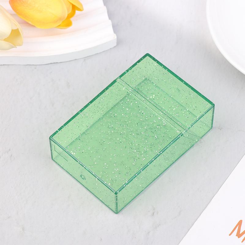 Clear Glitter Small Storage Box Kpop Photo Mini Card Holder Flip Lid Photo Case Small Stationery Card Holder Organizer