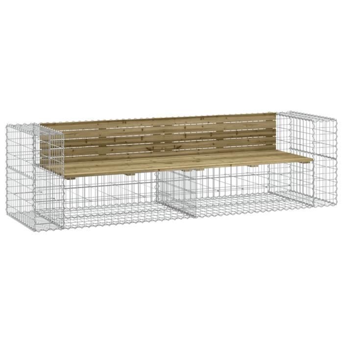 VidaXL Design Gabion Garden Bench 244x71x65.5cm Impregnated Pine Wood 3196241