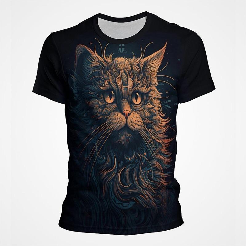 3d Print Colorful Funny Cat Animal Graphic T Shirts Men Summer Short Sleeve Mens Tee Tops Fashion Casual Plus Size Streetwear