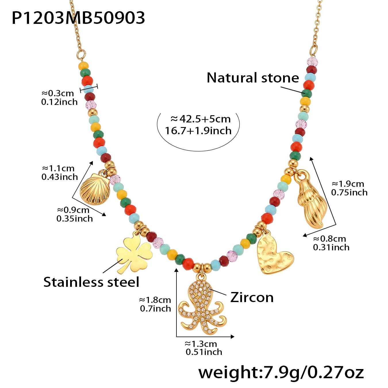 

Multi Color Beaded Necklace In Stainless Steel 18k Gold Plated Chain Charm Necklaces Natural Stone Beads Necklace For Women