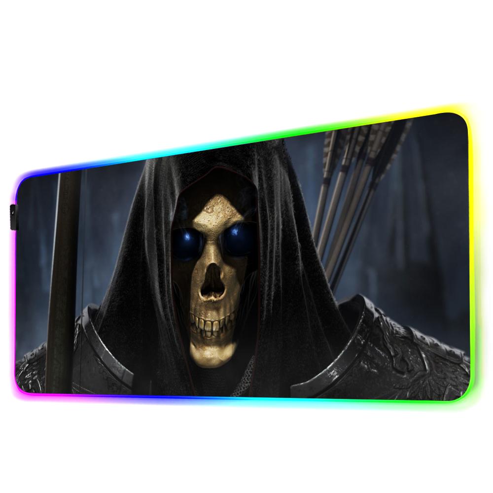 Geist Sensemann Mauspade RGB Gaming-Mauspad Großes LED-Pad PC-Schreibtischmatte Leuchtendes Mauspade Große Tastaturmatten Tischteppich Mit