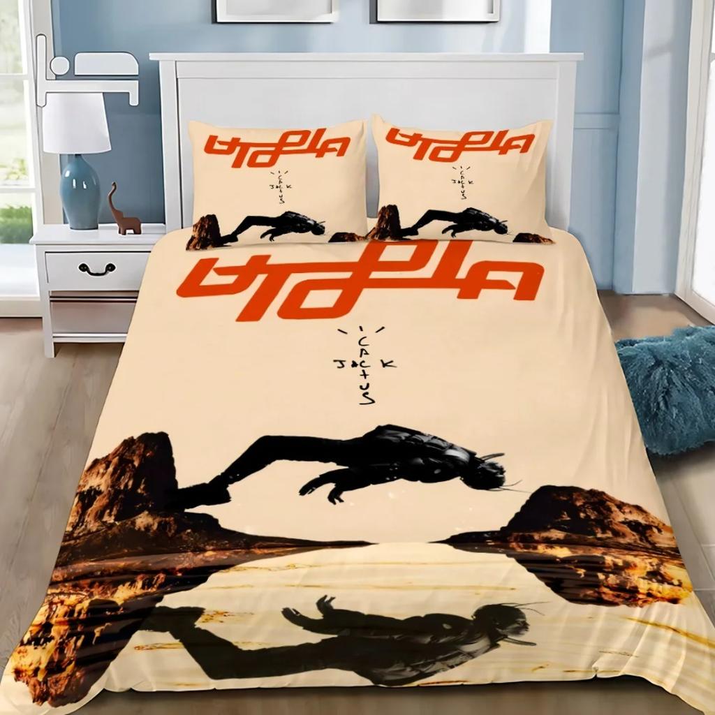 Rapper T-Travis Scott Jack Bedding Set Rapper Duvet Cover Pillowcase Adult Boy Girl Bedroom Decoration Children Single Double