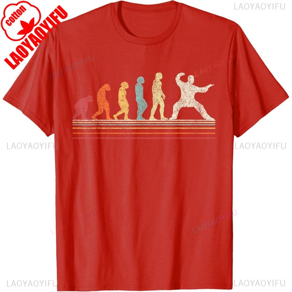 Смешная футболка с графическим принтом  Эволюция Тайцзи, Китайские боевые искусства, Винтаж 80-х 90-х , футболка для любителей Шаолиньского Кунг-фу, хлопковая летняя мужская футболка S