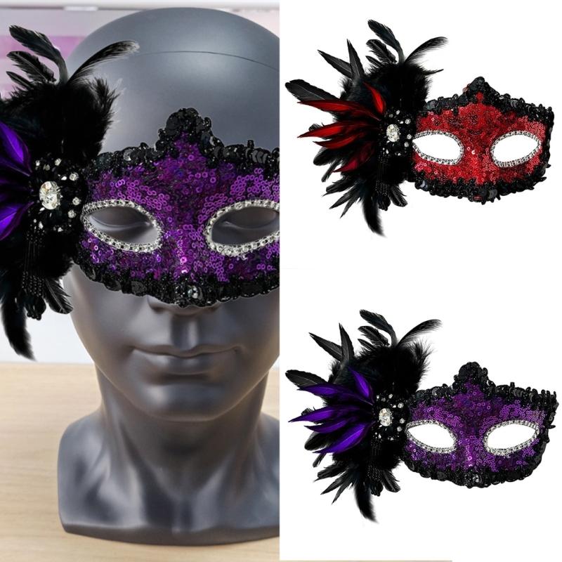 Halloween Costume Mask Feather Mask Masquerade Mask Party Mask Venetians Mask Rhinestones Mask Half Face Mask