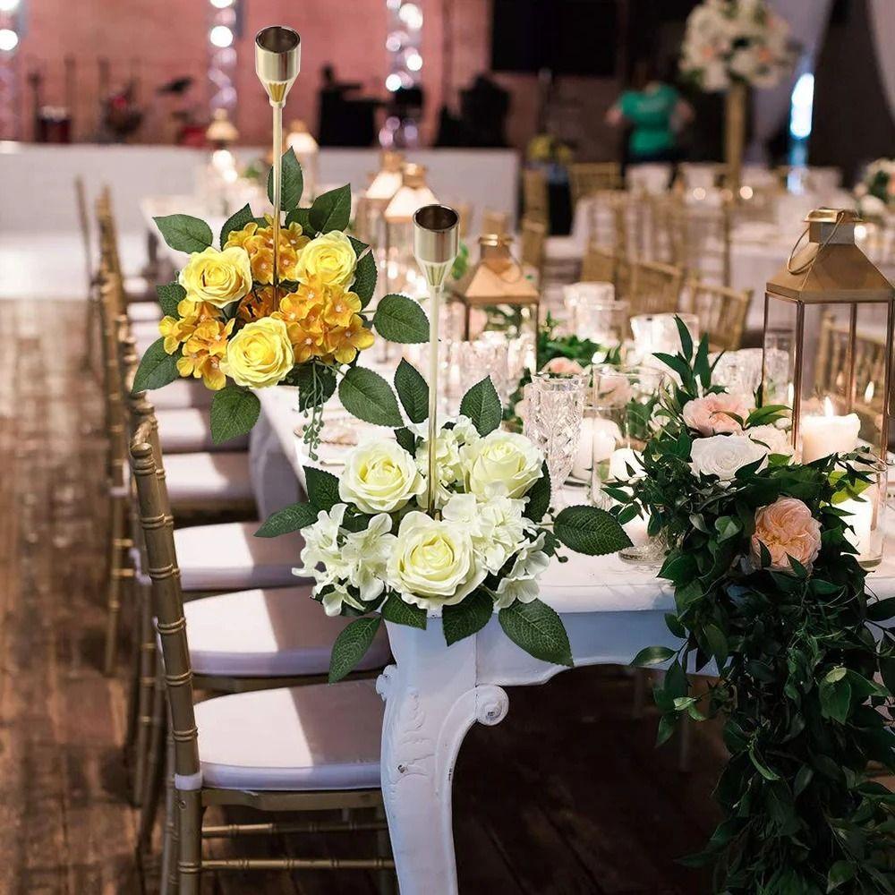 

Simulation Artificial Garland Mini Artificial Rose Flowers Candlestick Wreath Wedding Arrangement