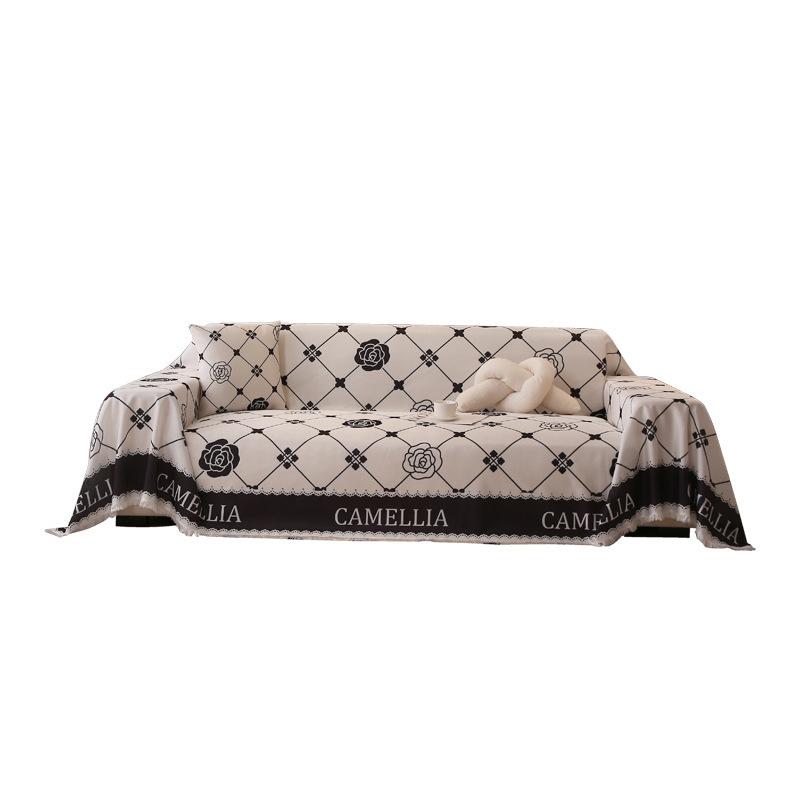 New Ice Silk Camellia Sofa Cushion Universal Cover High-end Sofa Cover Sofa Cover Four-season Universal Sofa Towel