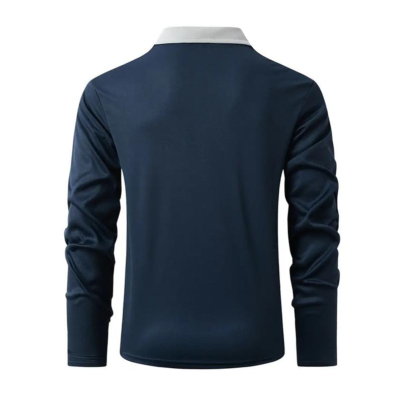 Frühling und Herbst Herren Langarm Poloshirt Business Casual Mode Klassisch Reverskragen Hemd Europäisch und Amerikanisch Übergröße