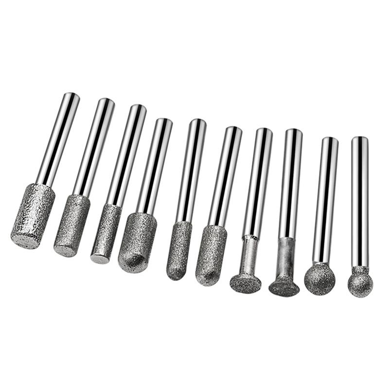

6MM Shank Cylinder Diamond Grinding Bits Cylindrical Points Coated Carving Burrs Lapidary Tools Jade Stone Marble-B61B
