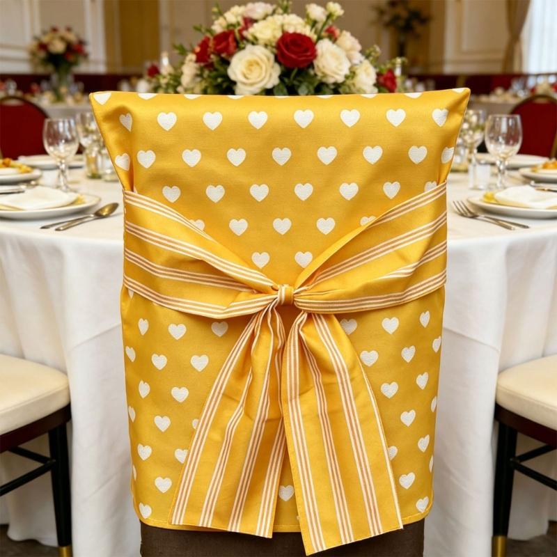 Front Tie Chair Back Slipcover Washable Polyester Chair Cover with Decorative Detail, Pull-Over Placement and Folding for Storage