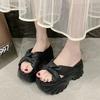 9CM Design Platform Slippers 2025 Women Summer Wear New Style Increase Sandals Casual Muffin Flip-flops Beach Shoes