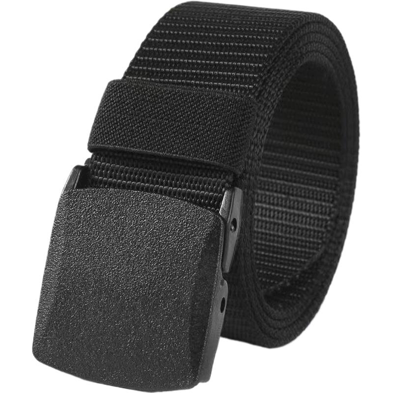 Nylon Canvas Web Belt for Men, Elastic Belt Fit Hiking Outdoor Military Buckle Belt Stretch Quick Release Belt Plastic Buckle