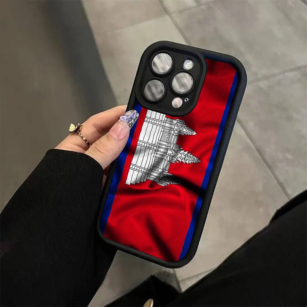 Cambodia Flag Soft Silicone Case For iphone 17 Air 16 15 14 13 12 11 Pro Max Plus Shockproof TPU Phone Cover